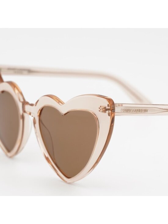 Saint Laurent SL181 LOU LOU 020 Sunglasses Nude Heart Frame, Brown Lenses